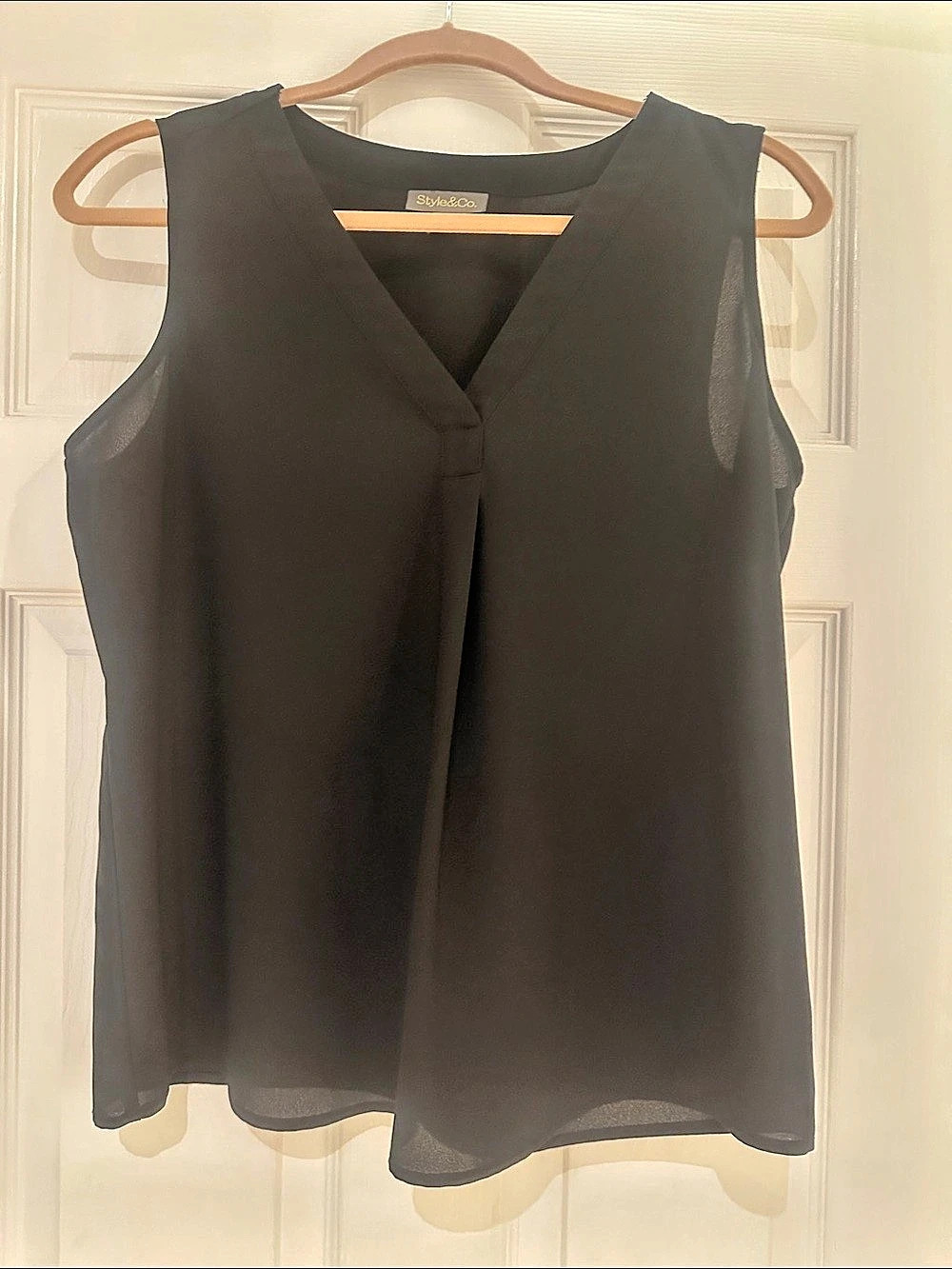 Style&Co Black V-Neck Blouse Like New